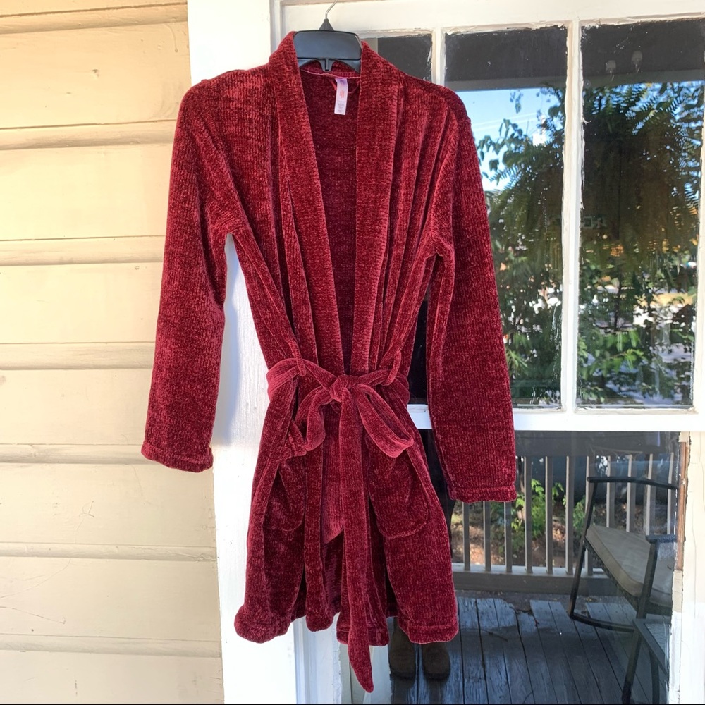 Maroon chenille robe